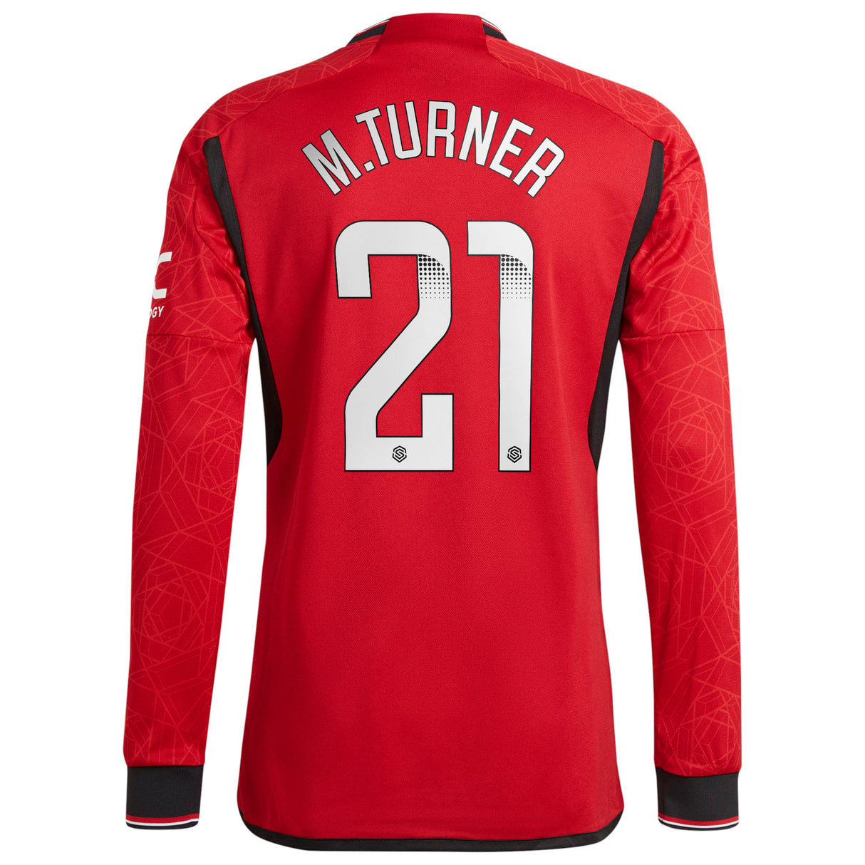 Manchester United WSL adidas Home Authentic Shirt 2023-24 - Long Sleeve with M.Turner 21 printing - Kit Captain