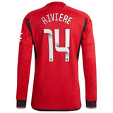 Manchester United WSL adidas Home Authentic Shirt 2023-24 - Long Sleeve with Riviere 14 printing - Kit Captain