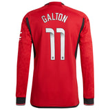 Manchester United WSL adidas Home Authentic Shirt 2023-24 - Long Sleeve with Galton 11 printing - Kit Captain