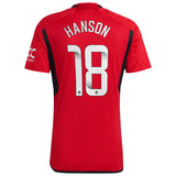 Manchester United WSL adidas Home Shirt 2023-24 with Hanson 18 printing - Kit Captain