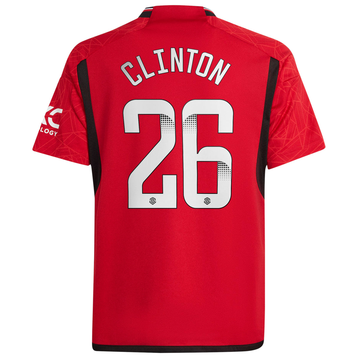 Manchester United WSL adidas Home Shirt 2023-24 - Kids with Clinton 26 printing - Kit Captain