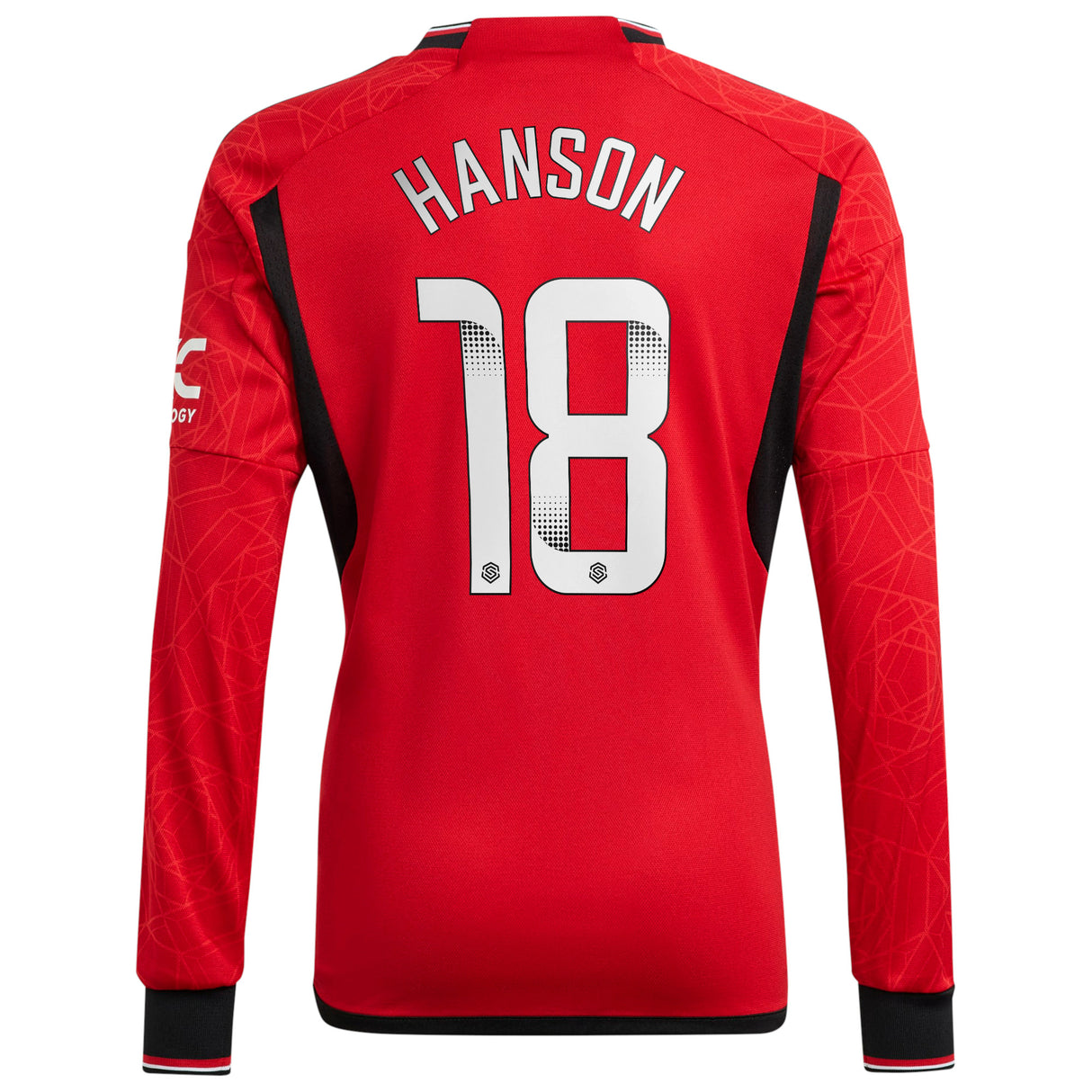 Manchester United WSL adidas Home Shirt 2023-24 - Kids - Long Sleeve with Hanson 18 printing - Kit Captain