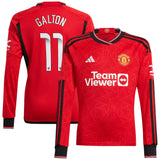 Manchester United WSL adidas Home Shirt 2023-24 - Kids - Long Sleeve with Galton 11 printing - Kit Captain