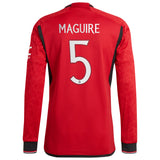 Manchester United Cup Home Authentic Shirt 2023-24 - Long sleeve with Maguire 5 printing - Kit Captain