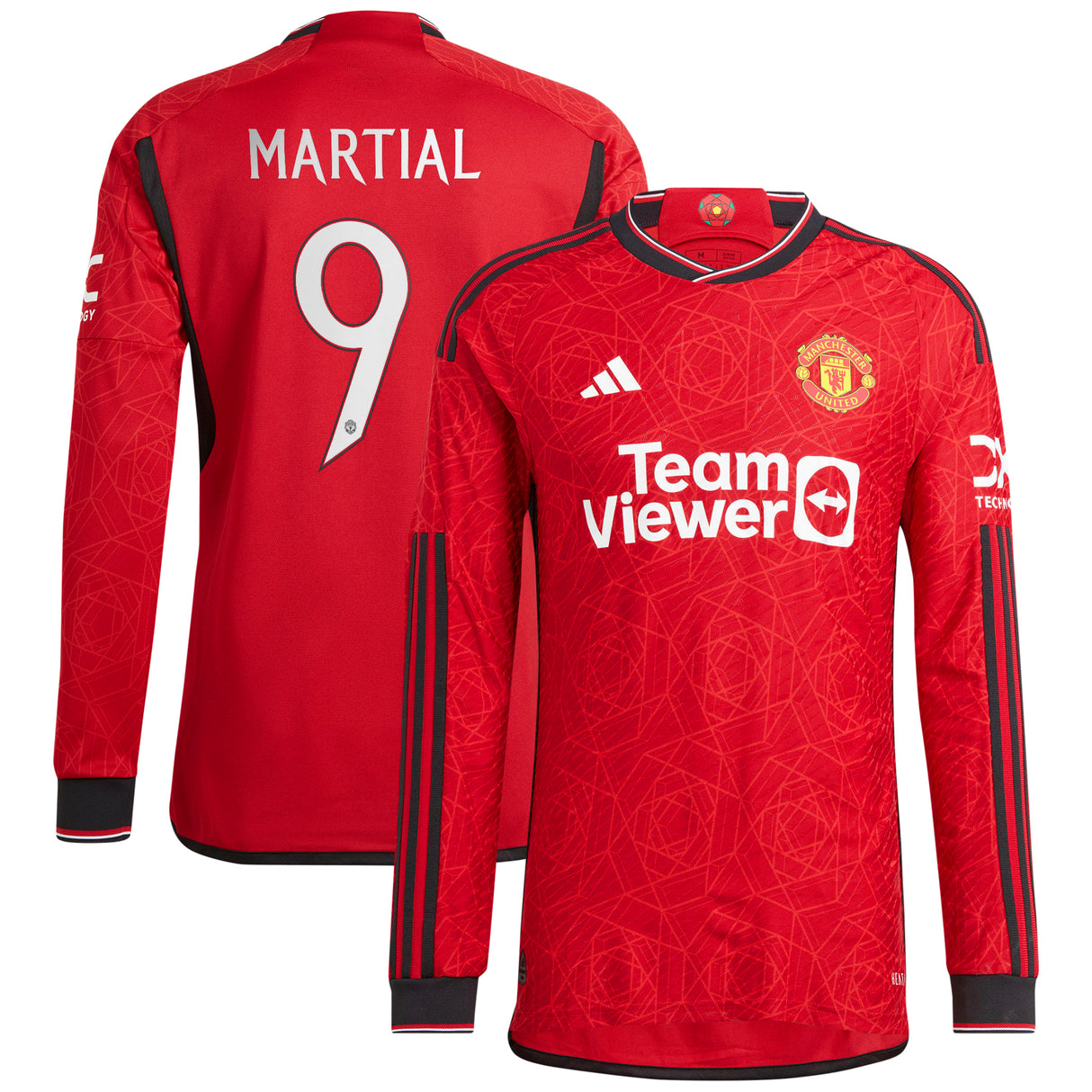 Manchester United Cup Home Authentic Shirt 2023-24 - Long sleeve with Martial 9 printing - Kit Captain