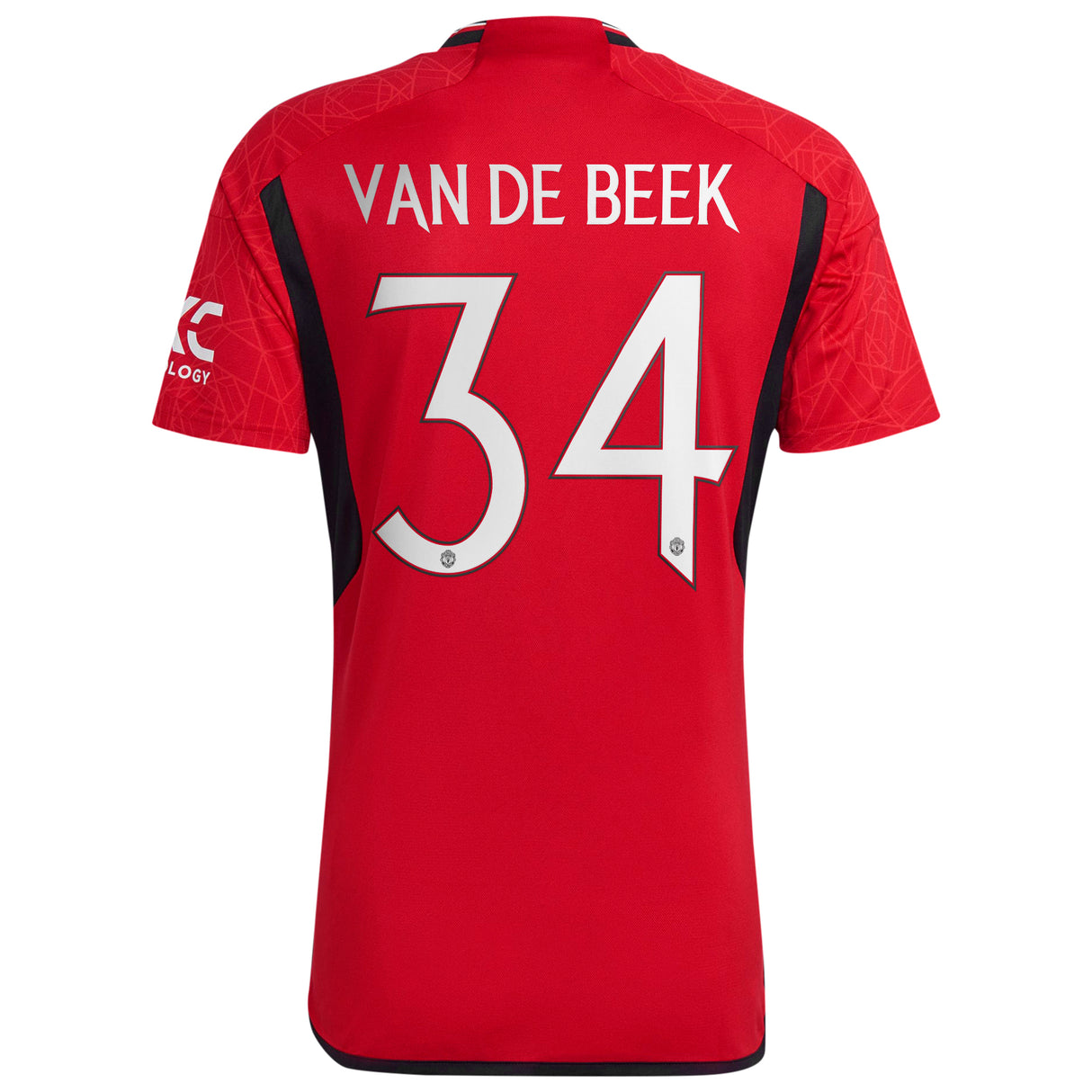 Manchester United Cup Home Shirt 2023-24 with Van De Beek 34 printing - Kit Captain