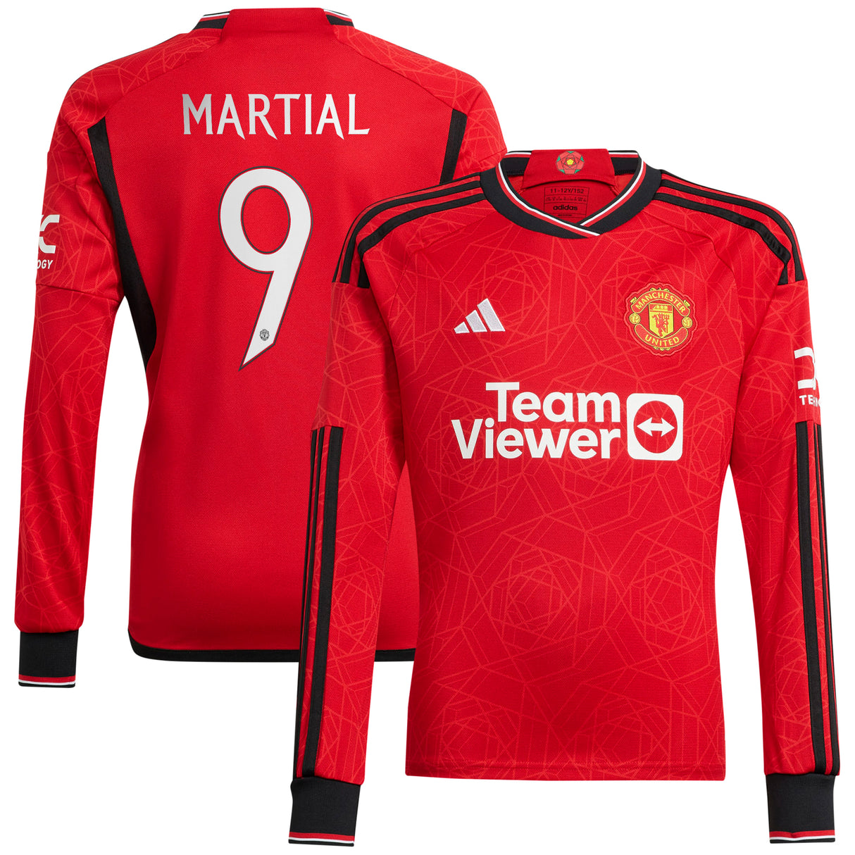 Manchester United Cup Home Shirt 2023-24 - Long Sleeve with Martial 9 printing - Kit Captain