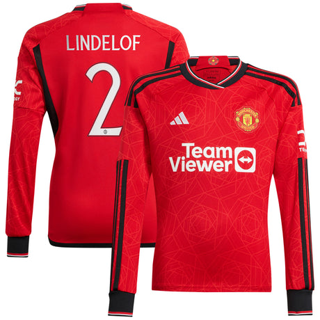 Manchester United Cup Home Shirt 2023-24 - Long Sleeve with  Lindelof 2 printing - Kit Captain