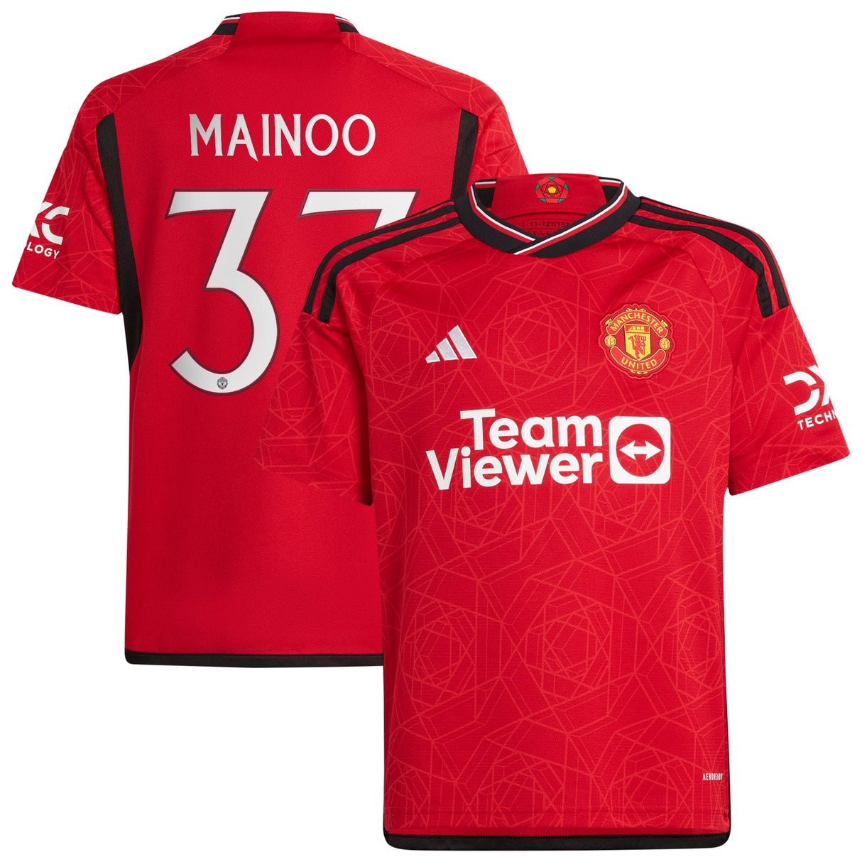 Manchester United Cup Home Shirt 2023-24 - Kids with Mainoo 37 printing - Kit Captain