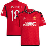 Manchester United Cup Home Shirt 2023-24 - Kids with Casemiro 18 printing - Kit Captain