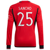 Manchester United Cup Home Shirt 2023-24 - Kids - Long Sleeve with Sancho 25 printing - Kit Captain