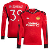 Manchester United Cup Home Shirt 2023-24 - Kids - Long Sleeve with McTominay 39 printing - Kit Captain