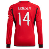 Manchester United Cup Home Shirt 2023-24 - Kids - Long Sleeve with Eriksen 14 printing - Kit Captain