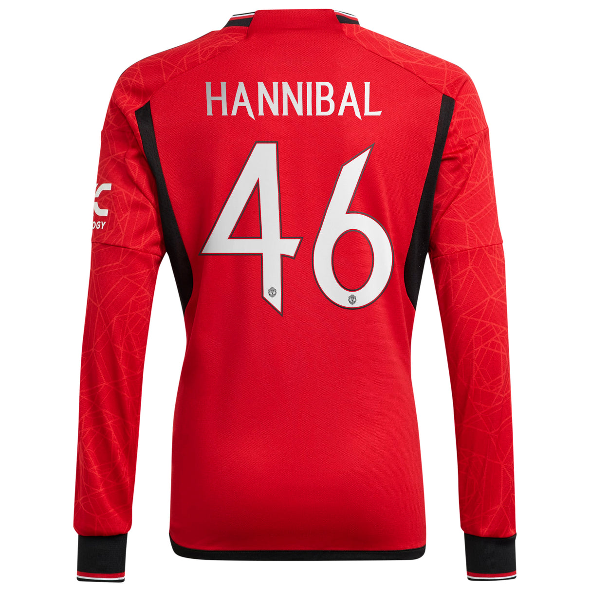 Manchester United Cup Home Shirt 2023-24 - Kids - Long Sleeve with Hannibal 46 printing - Kit Captain