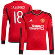 Manchester United Cup Home Shirt 2023-24 - Kids - Long Sleeve with Casemiro 18 printing - Kit Captain