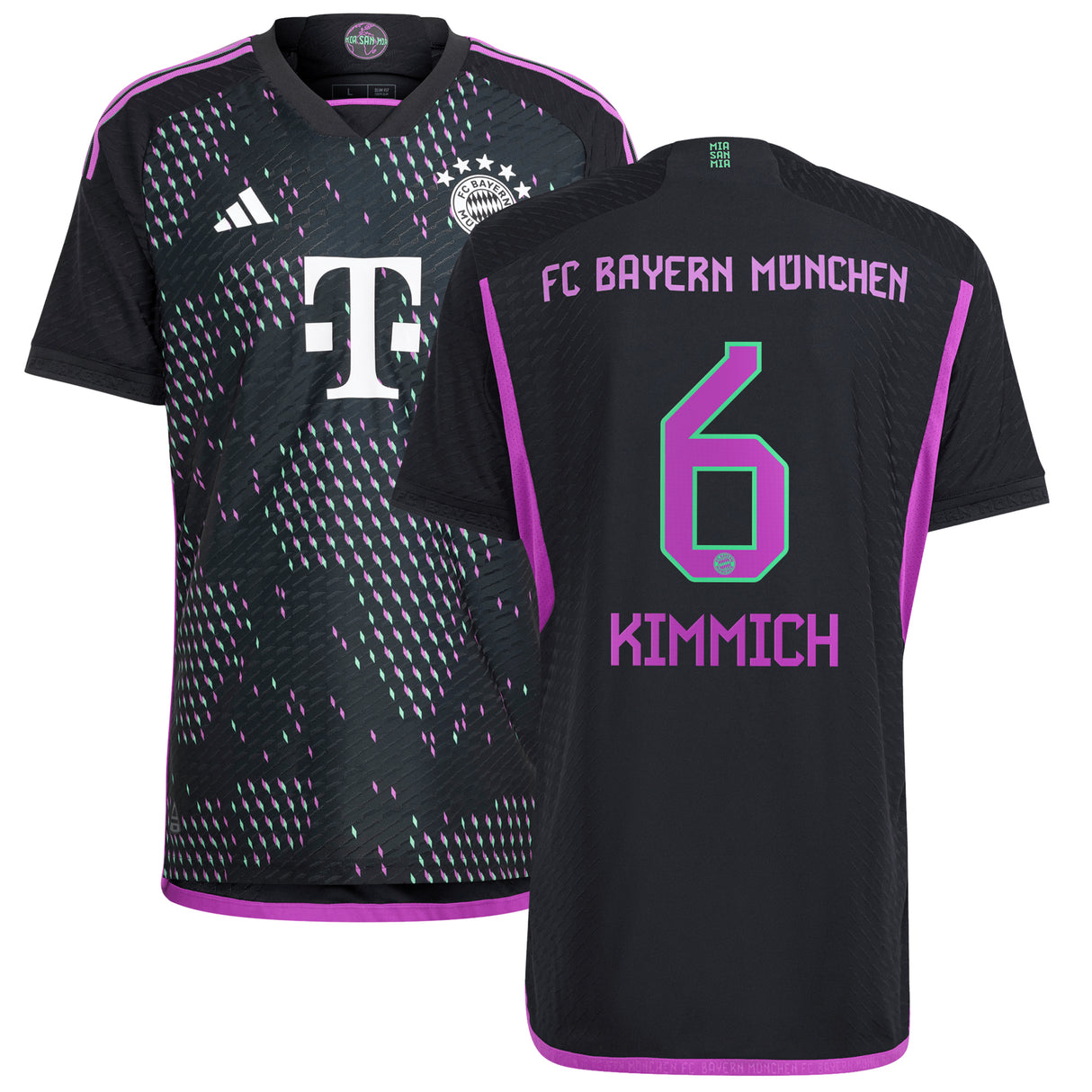 FC Bayern adidas Away Authentic Shirt 2023-24 with Kimmich 6 printing - Kit Captain