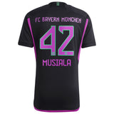 FC Bayern adidas Away Shirt 2023-24 with Musiala 42 printing - Kit Captain