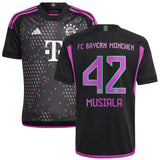 FC Bayern adidas Away Shirt 2023-24 - Kids with Musiala 42 printing - Kit Captain