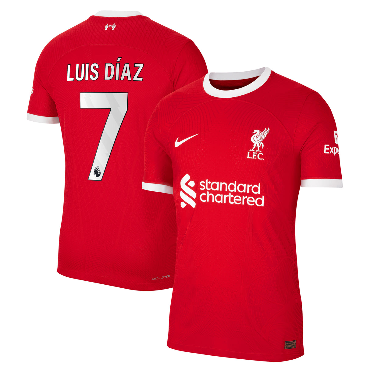 Liverpool Nike Home Dri Fit Adv Match Shirt - 2023-24 with Luis Dí­az 23 printing - Kit Captain