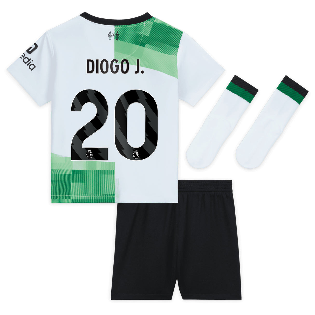 Liverpool Nike Away Stadium Kit - 2023-24 - Infant with Diogo J. 20 printing - Kit Captain