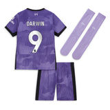 Liverpool Nike Third Stadium Kit 2023-24 - Little Kids with Darwin 9 printing - Kit Captain