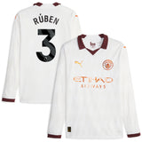 Manchester City Puma Away Shirt 2023-24 - Long Sleeve with Rúben 3 printing - Kit Captain