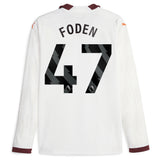 Manchester City Puma Away Shirt 2023-24 - Long Sleeve - Kids with Foden 47 printing - Kit Captain