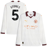 Manchester City Puma Away Shirt 2023-24 - Long Sleeve - Kids with Stones 5 printing - Kit Captain