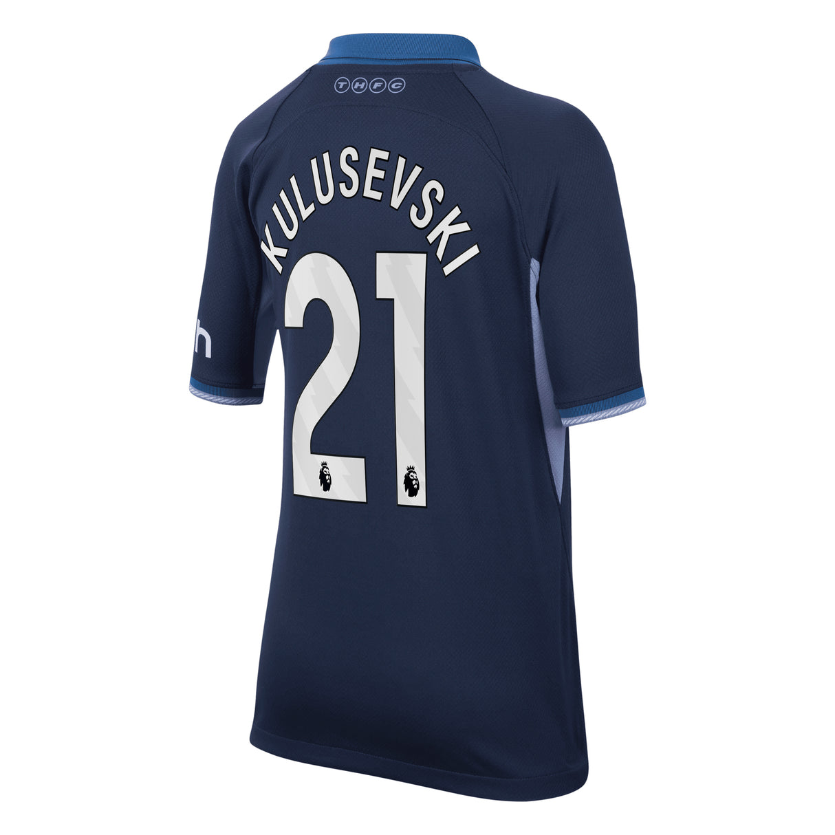 Tottenham Hotspur Nike Away Stadium Shirt 2023-24 - Kids with Kulusevski 21 printing - Kit Captain