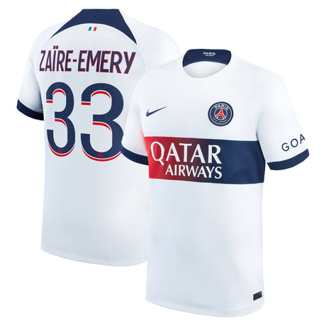 Paris Saint-Germain Nike Away Stadium Shirt 2023-24 with Zaïre-Emery 33 printing - Kit Captain