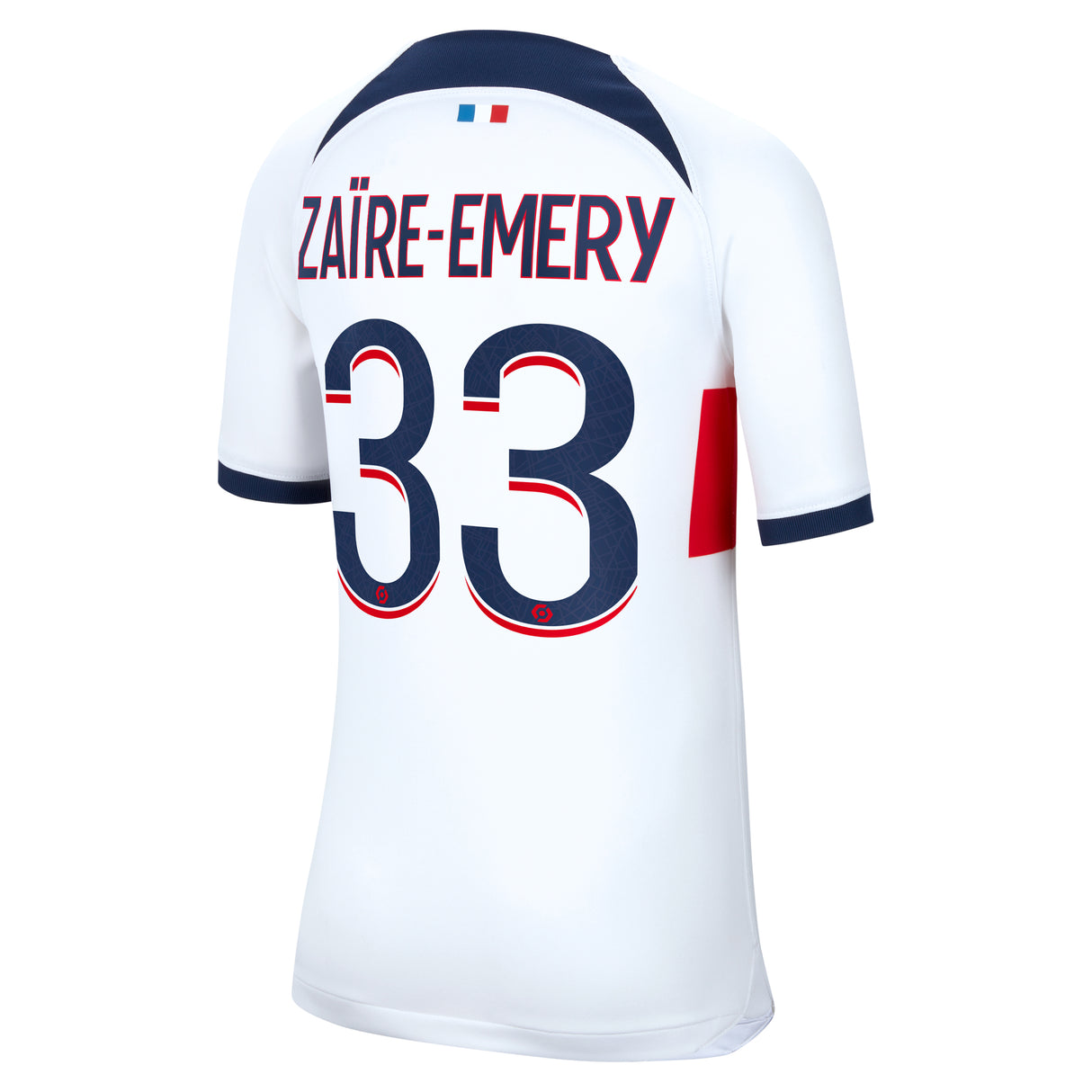 Paris Saint-Germain Nike Away Stadium Shirt 2023-24 - Kids with Zaïre-Emery 33 printing - Kit Captain