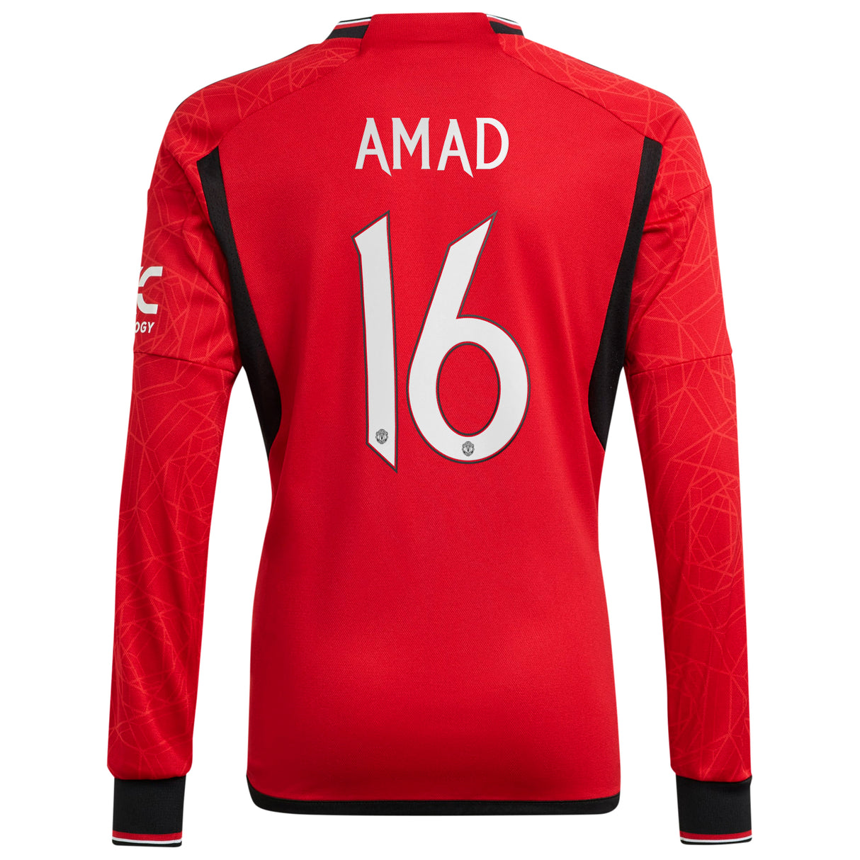 Manchester United Cup Home Shirt 2023-24 - Kids - Long Sleeve with Amad 16 printing - Kit Captain