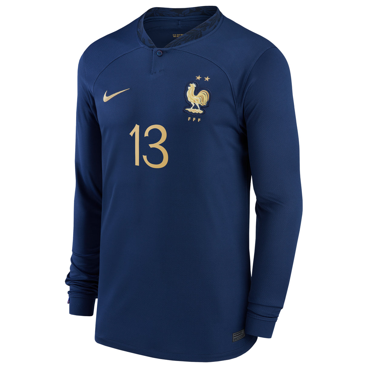 France Home Stadium Shirt Long Sleeve 2022 - Kids - Ibrahima Konate 13 - Kit Captain