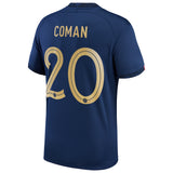 France Home Stadium Shirt 2022 - Kids - Kingsley Coman 20 - Kit Captain