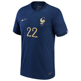 France Home Stadium Shirt 2022 - Kids - Theo Hernández 22 - Kit Captain