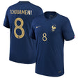 France Home Stadium Shirt 2022 - Kids - Aurélien Tchouameni 8 - Kit Captain