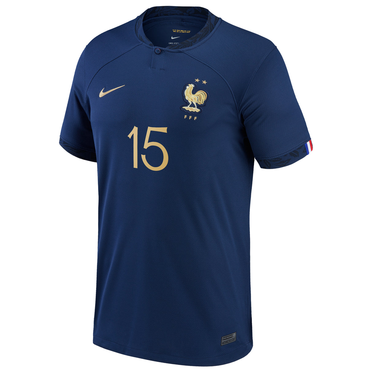 France Home Stadium Shirt 2022 - Kids - Marcus Thuram 15 - Kit Captain