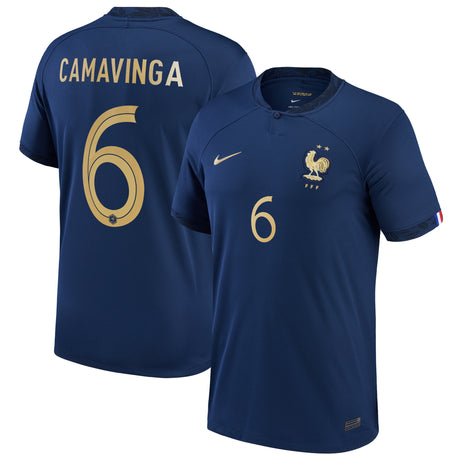 France Home Stadium Shirt 2022 - Kids with Camavinga 6 printing - Kit Captain