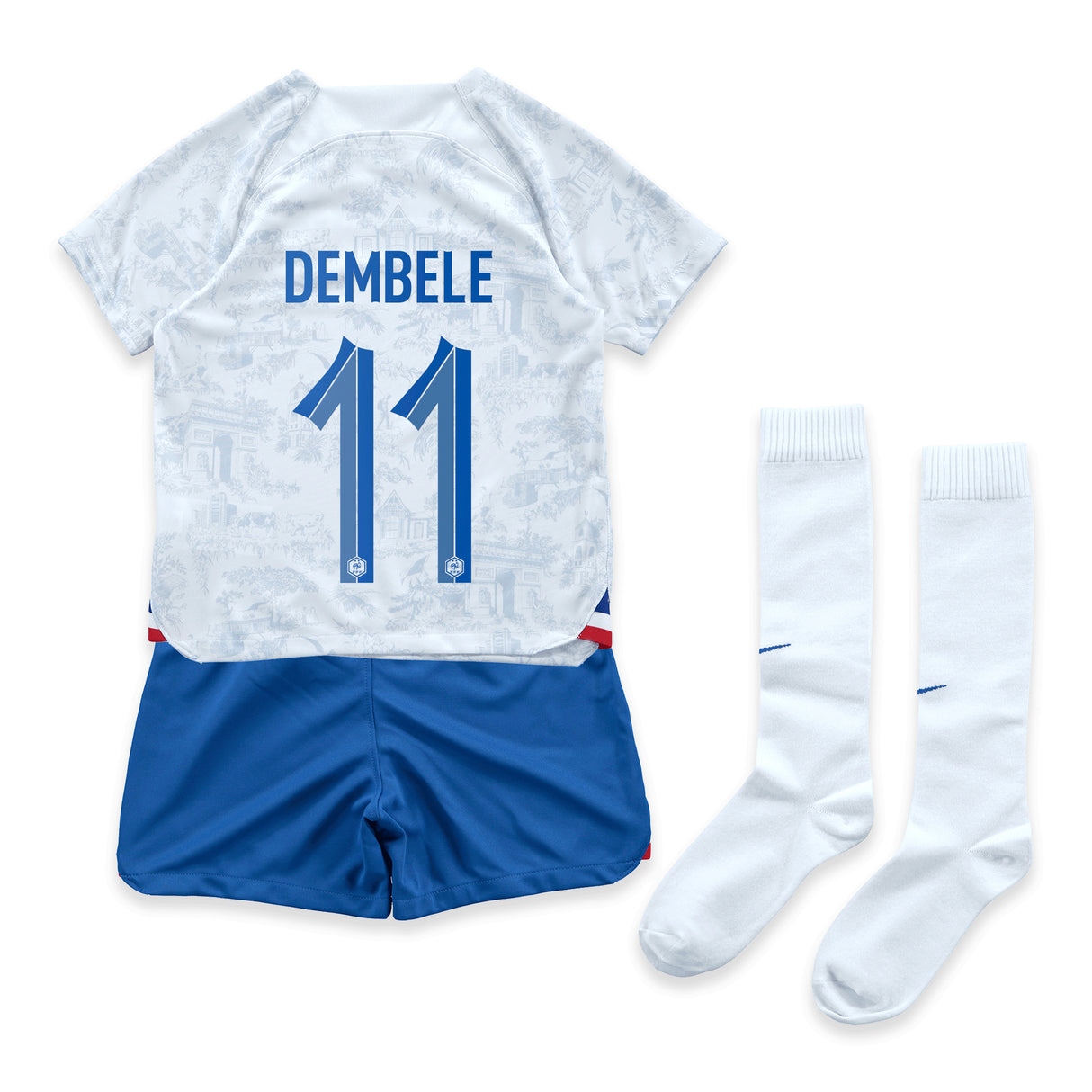 France Away Stadium Kit 2022 - Little Kids - Ousmane Dembélé 11 - Kit Captain