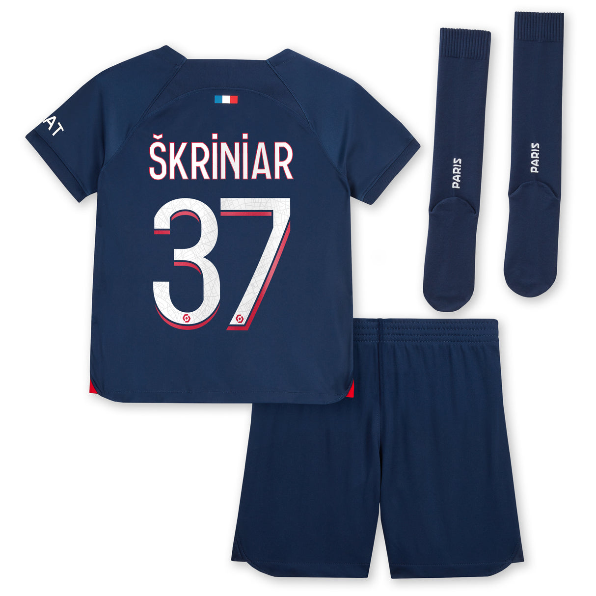 Paris Saint-Germain Nike Home Stadium Kit 2023-24 - Little Kids with Škriniar 37 printing - Kit Captain