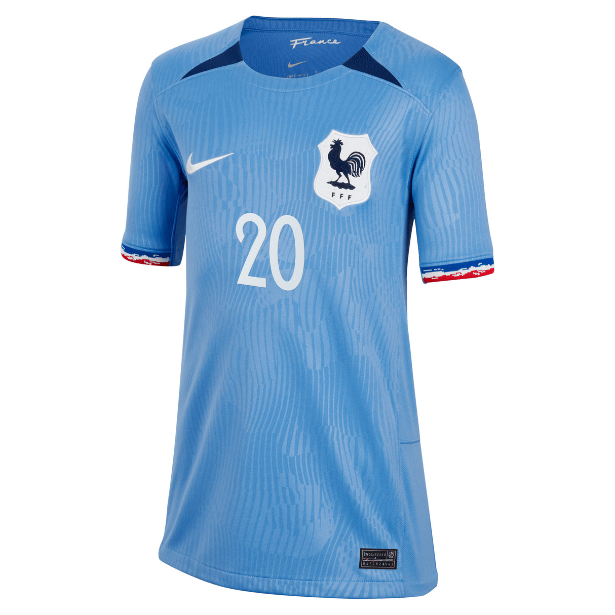 France Women Nike Home Stadium Shirt 2023-24 - Kids with E.Cascarino 20 printing - Kit Captain