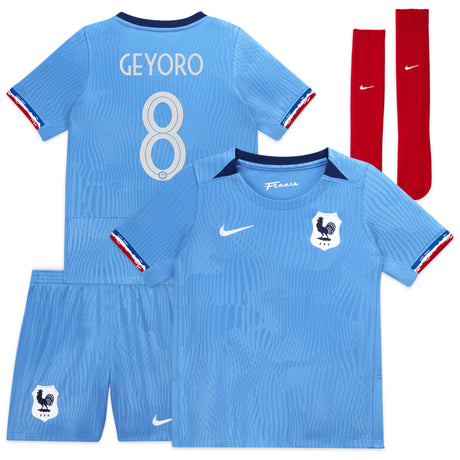 France Women Nike Home Stadium Kit 2023-24 - Little Kids with Geyoro 8 printing - Kit Captain