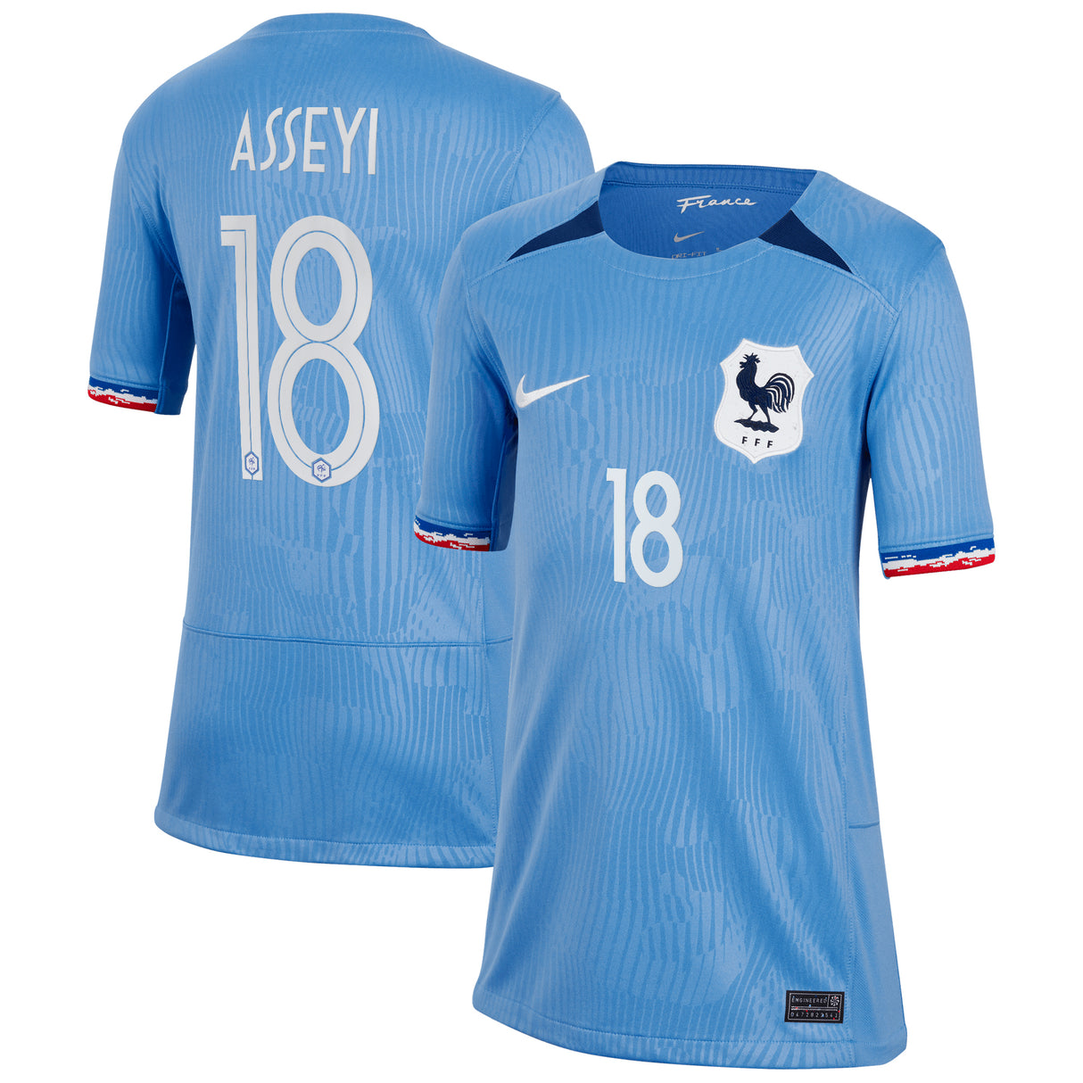 France Women Nike Home Stadium Shirt 2023-24 - Kids with Asseyi 18 printing - Kit Captain