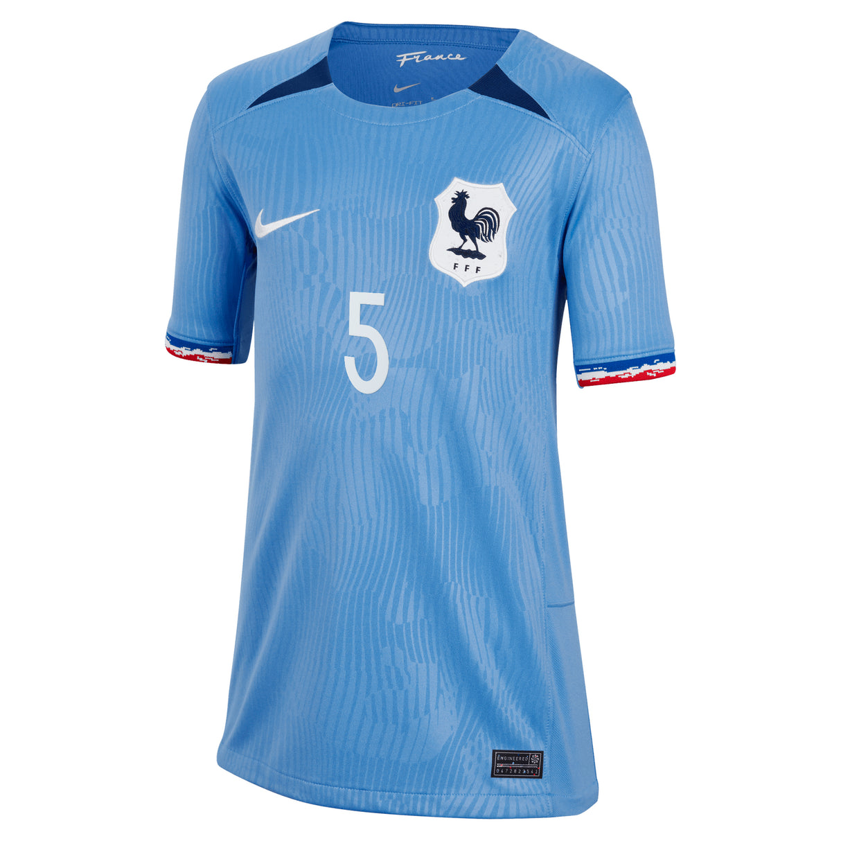 France Women Nike Home Stadium Shirt 2023-24 - Kids with De Almeida 5 printing - Kit Captain