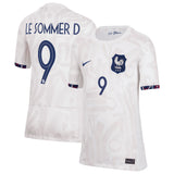 France Women Nike Away Stadium Shirt 2023-24 - Kids with Le Sommer D 9 printing - Kit Captain