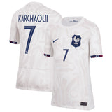 France Women Nike Away Stadium Shirt 2023-24 - Kids with Karchaoui 7 printing - Kit Captain