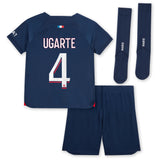 Paris Saint-Germain Nike Home Stadium Kit 2023-24 - Little Kids with Ugarte 4 printing - Kit Captain