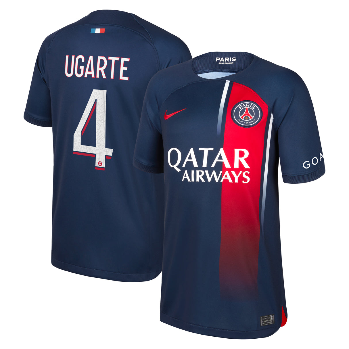 Paris Saint-Germain Nike Home Stadium Shirt 2023-24 with Ugarte 4 printing - Kit Captain