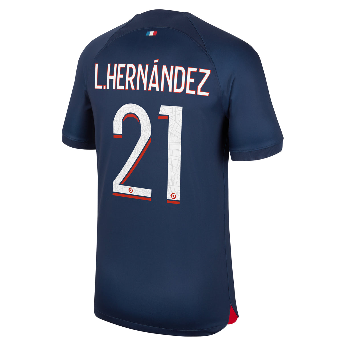 Paris Saint-Germain Nike Home Stadium Shirt 2023-24 with L.Hernández 21 printing - Kit Captain