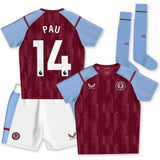 Aston Villa Castore Home Infant Kit 2023-24 - With Pau 14 Printing - Kit Captain